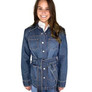 Zena Jean Denim Belted Jacket Size Medium excellent condition